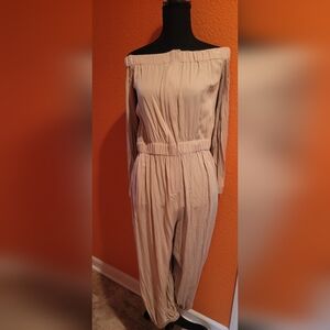 Never worn, Ladies Elegant Cold Shoulder Cream Jumpsuit, Size L